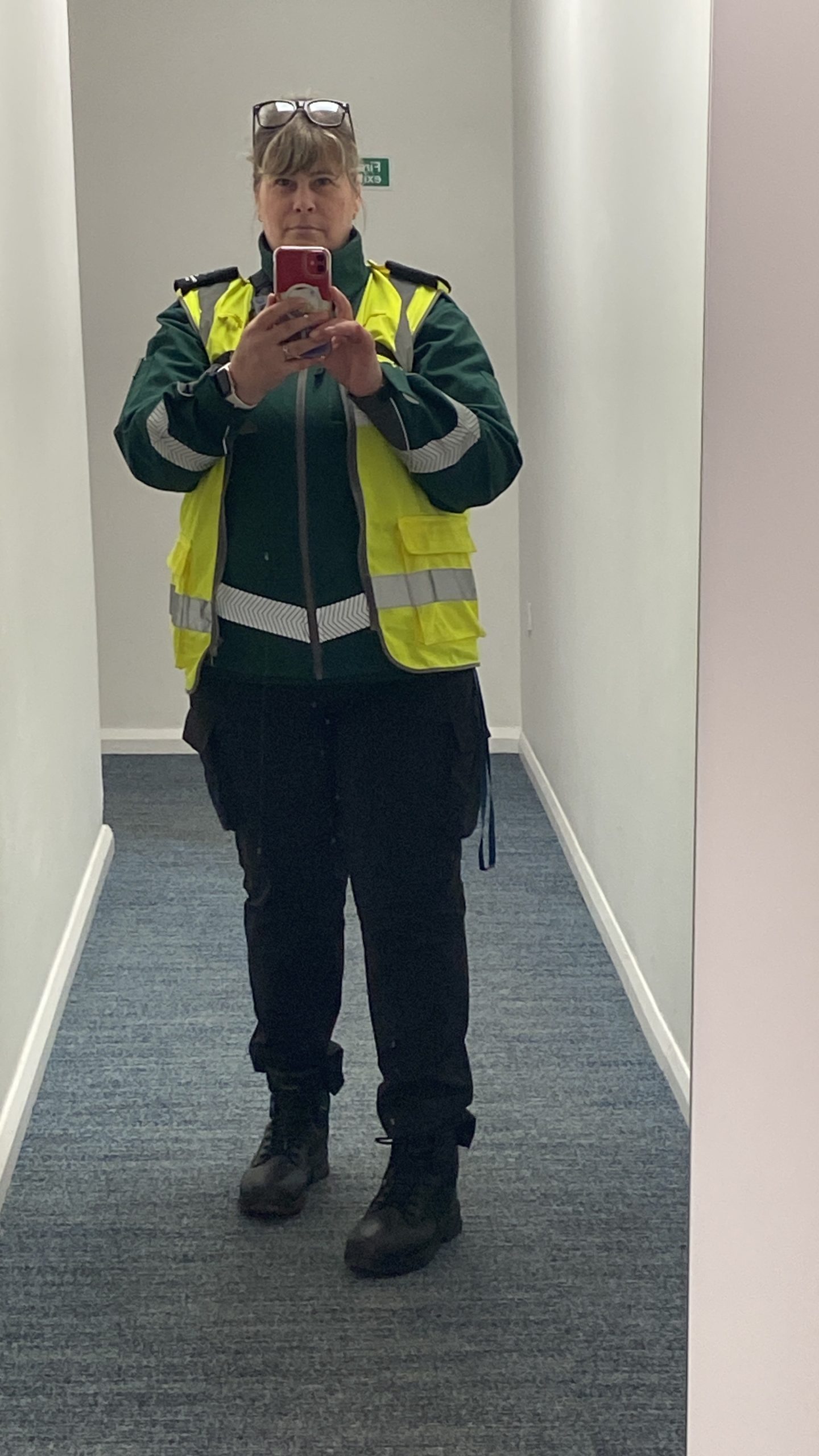 Aneta in her work uniform